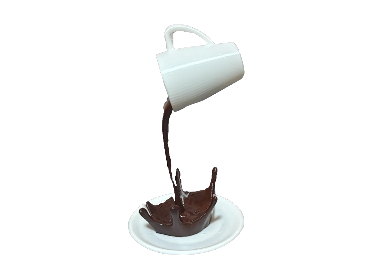 Estatua de café derramado de 16 cm